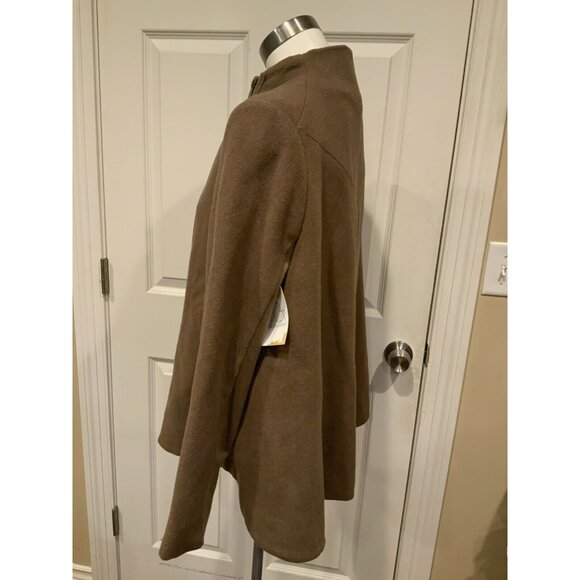 BCBG Max Azria Brown Asymmetrical Wool Blend Coat, Size Large - Picture 5 of 9